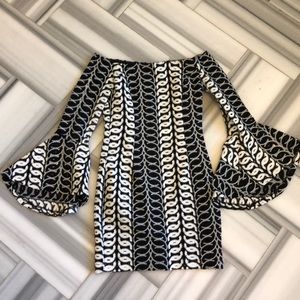 Bardot off shoulder bell sleeve dress